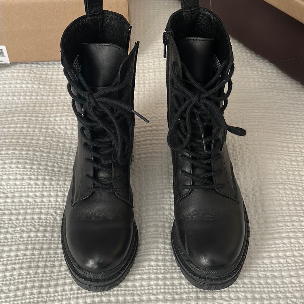 Steve Madden Black Combat Boots - Picture 3 of 6